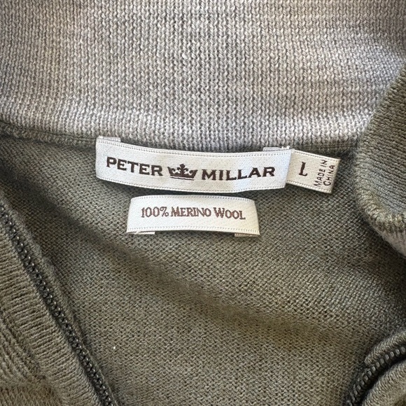 Peter Millar Olive Quarter-Zip Pullover Sweater - Picture 3 of 3